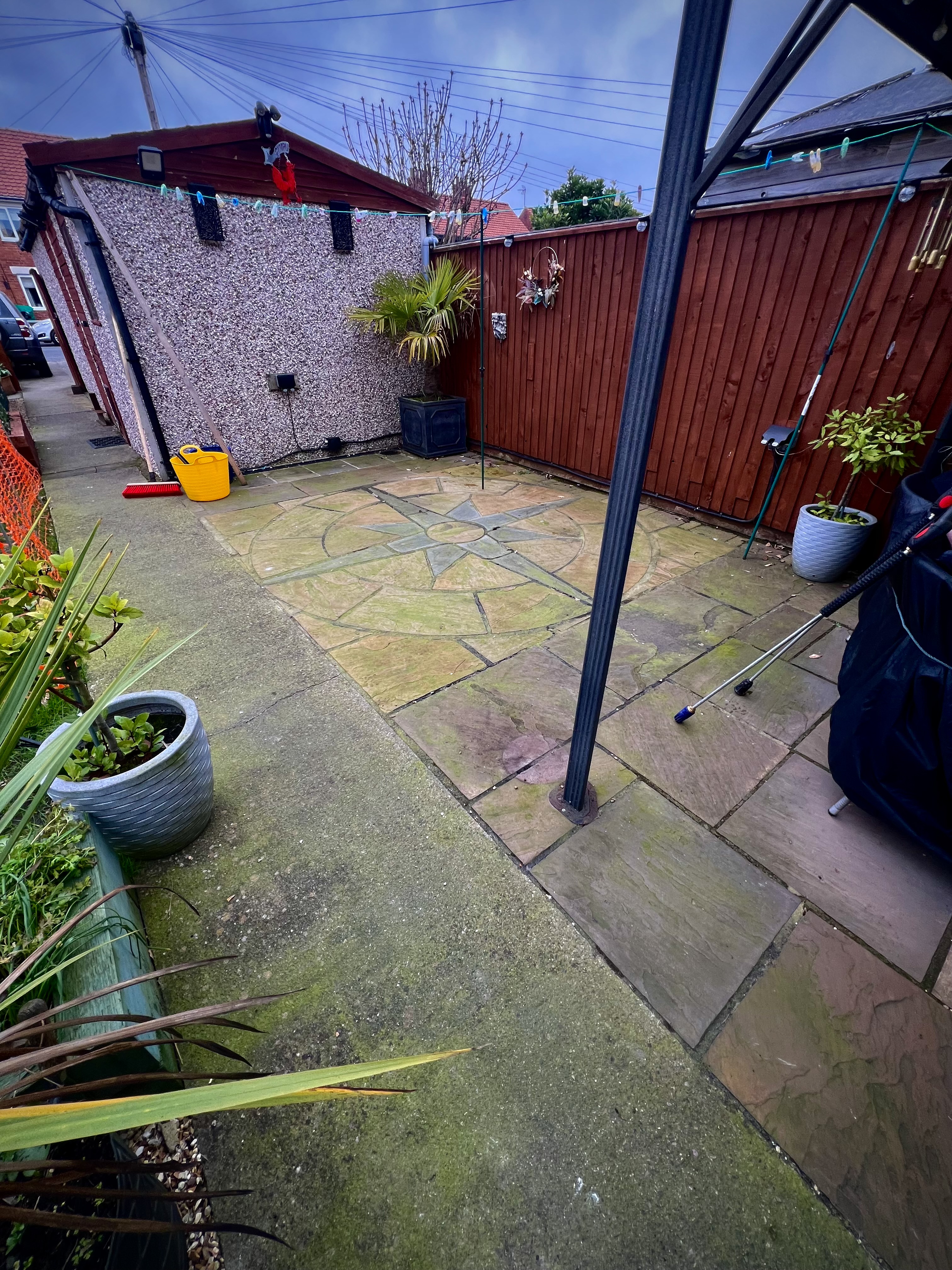 Dirty surface before pressure washing